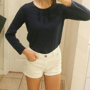 ☀NAVY FRILLY SHIRT